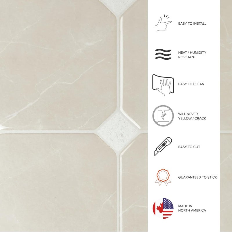 Smart Tiles Peel and Stick Backsplash - 5 Sheets of 7,75" x 7,75" Betera Beige - 3D Adhesive Peel and Stick Tile Backsplash for Kitchen, Bathroom, Wall Tile - Image 3